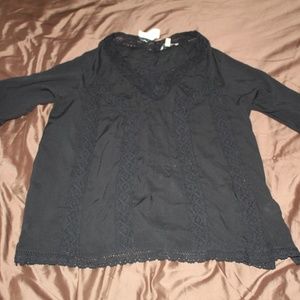 NWT!!!  Black Eyelet Top by Young Threads NYC